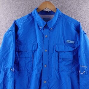 Tuna Mens‎ Blue Vented Fishing Shirt Long Sleeve Button Up Size 2XL